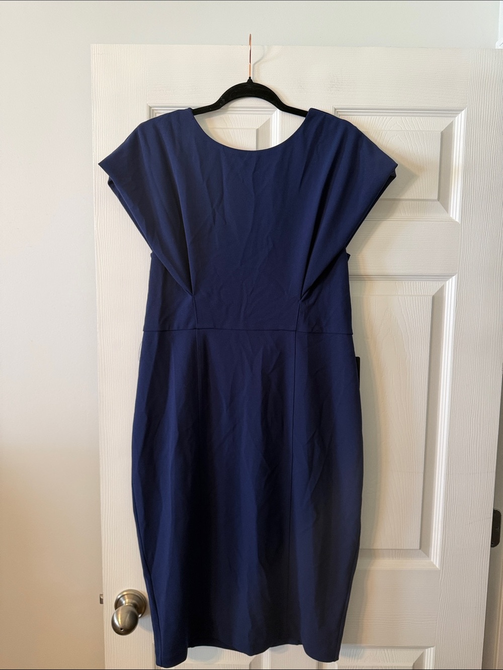 EXPRESS Elegant Navy Midi Sheath Dress size L brand new with tag length 41”